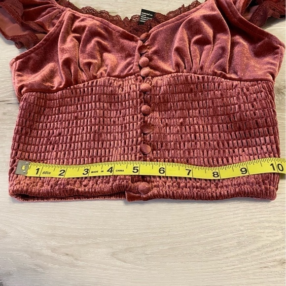 Forever 21 Velour Crop Boho Top, Size S, Burgundy - Picture 6 of 10